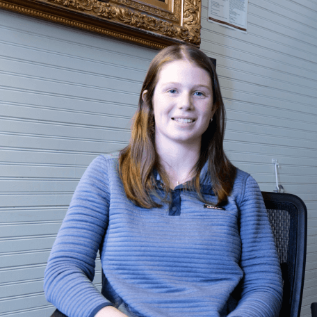 Wenzdae Wendling sitting for an interview