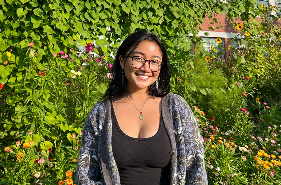 Jasmine outdoors with lovely wildflowers in the background
