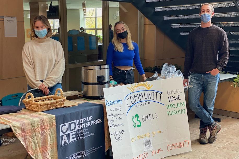 students selling bagels