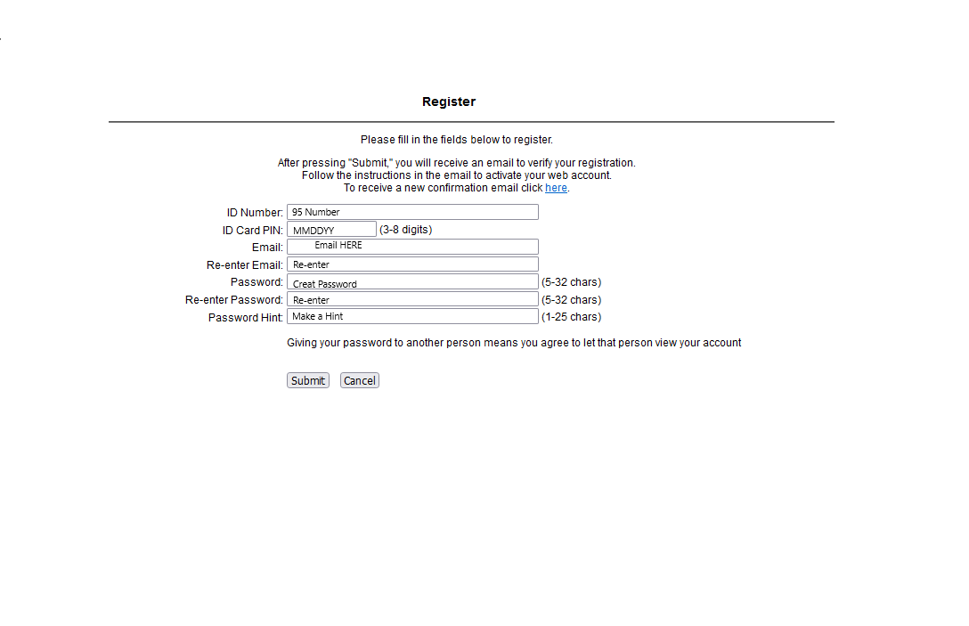 A guide as to what the WEBcard screen should look like