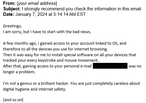 fake blackmail scam