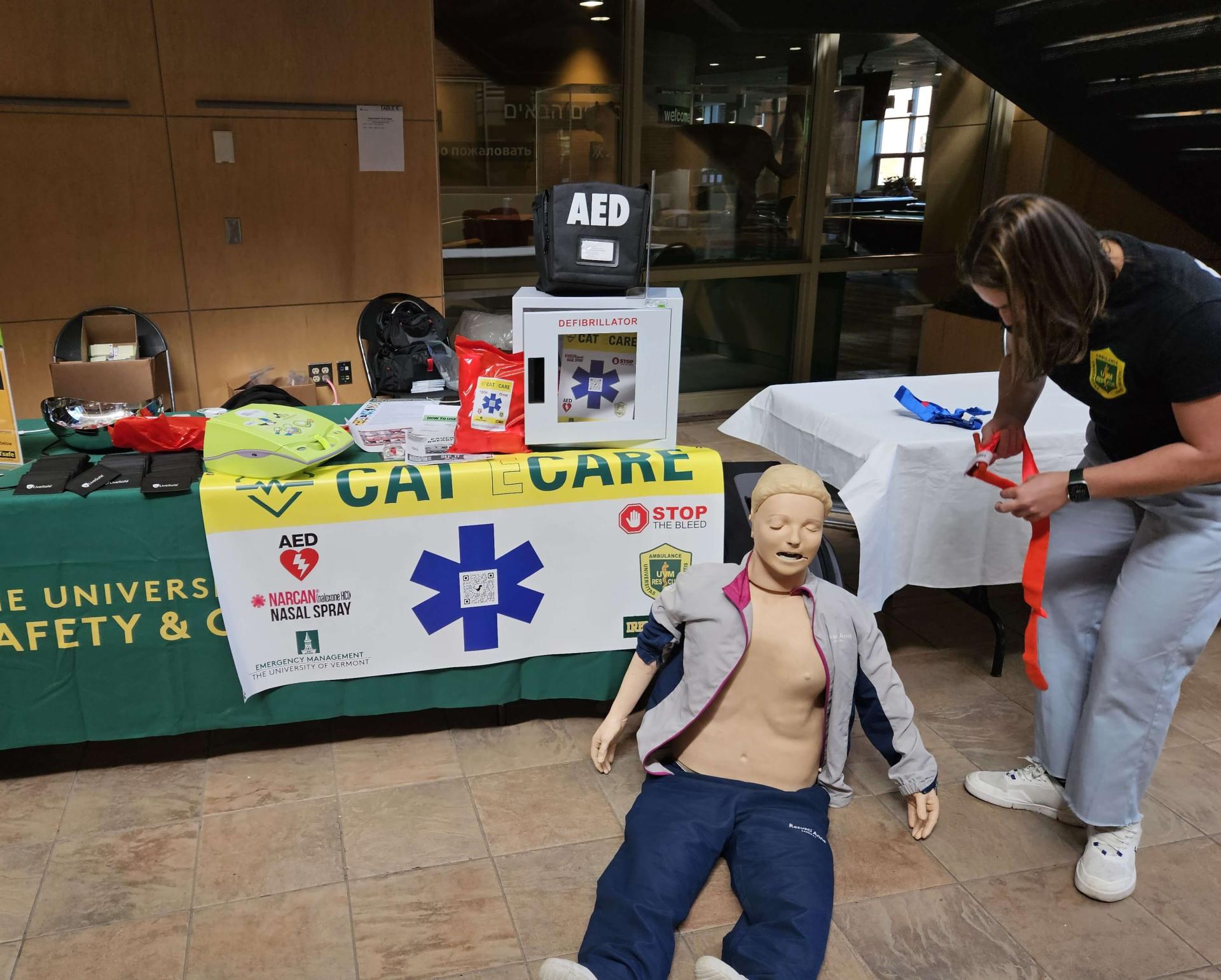 UVM Rescue Table for Safety Week Including a Rescue Dummy