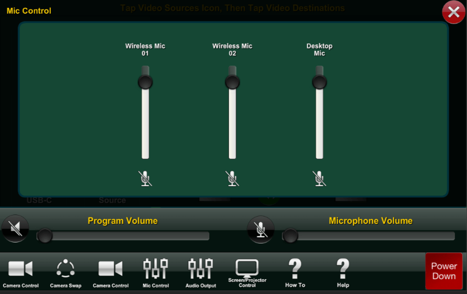 Crestron mic controls