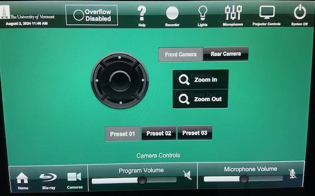 Screenshot of Camera Control screen