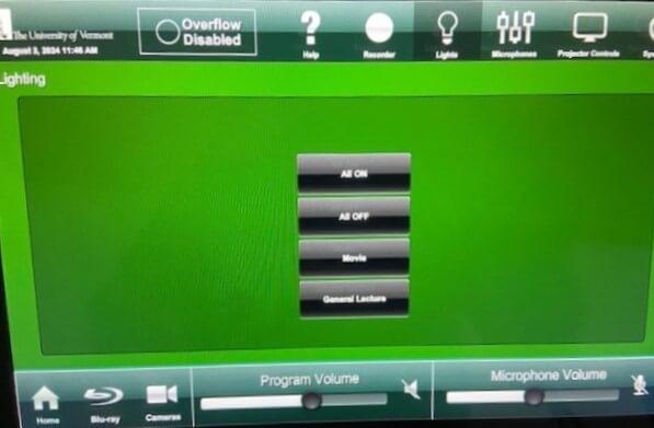 Screenshot of room lighting control screen