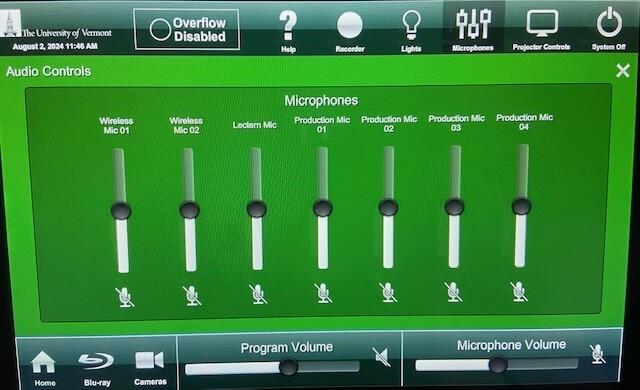 Screenshot of Microphone Control screen