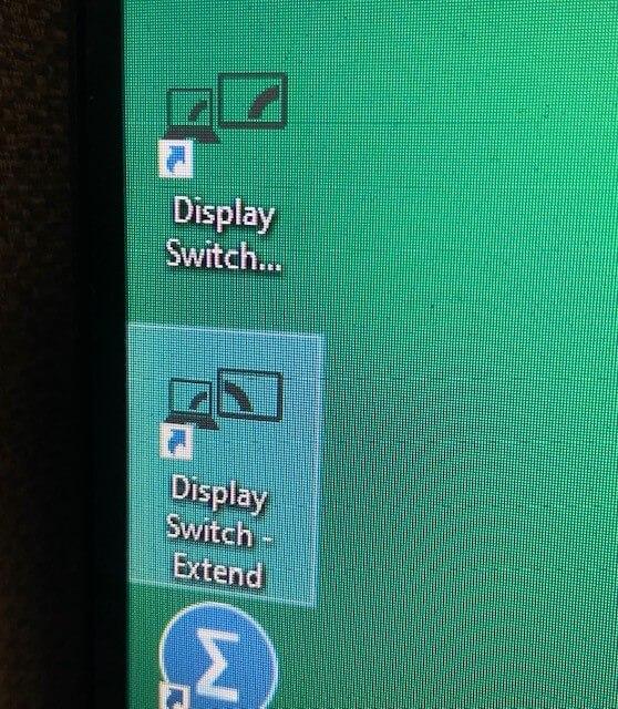 Screenshot of "Display Switch" icons on the Room PC's desktop
