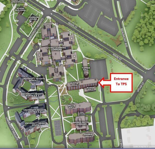 map of TPS location on the UVM campus