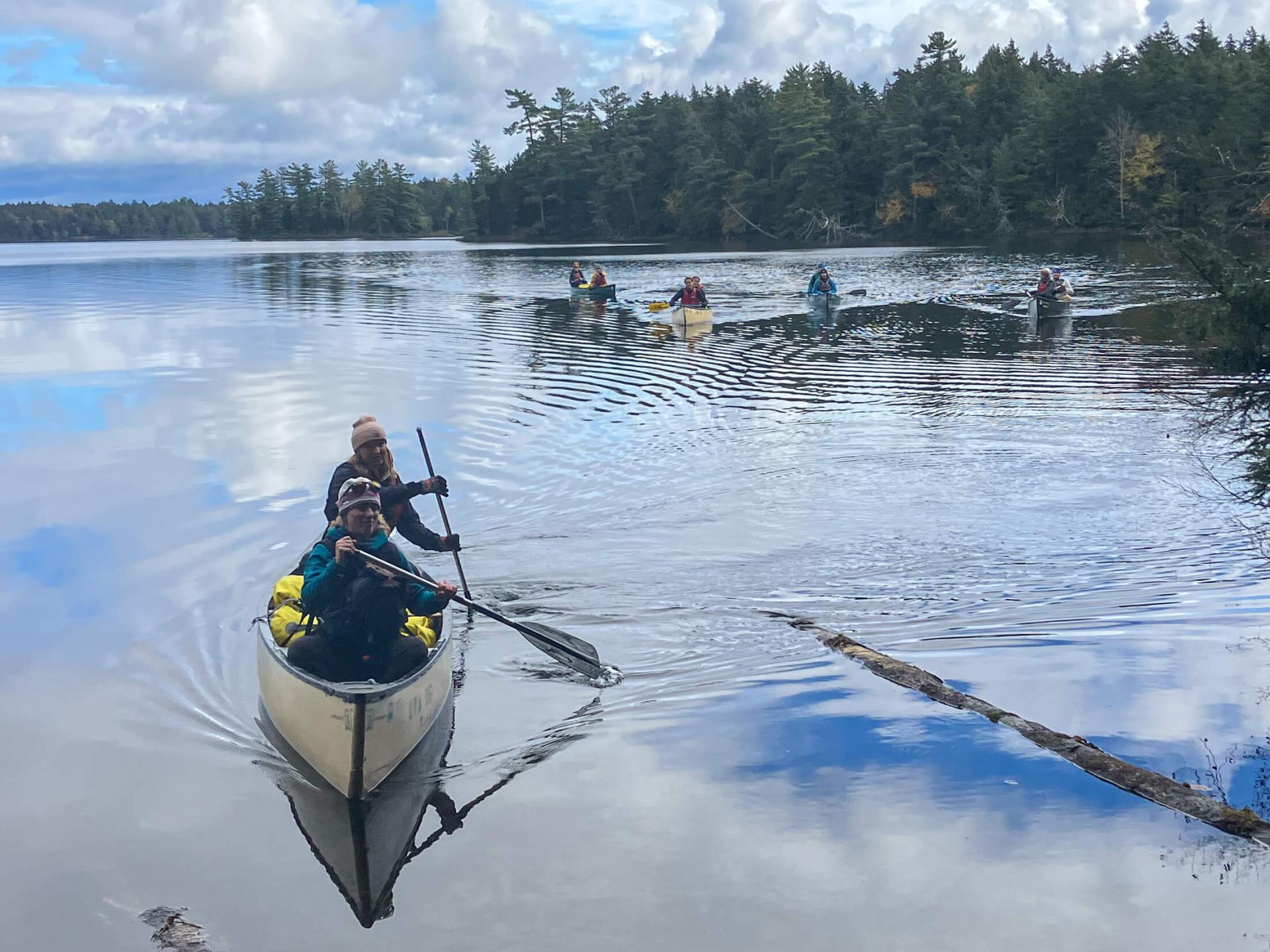 A photo of UVM students canoeing on Lake Champlain