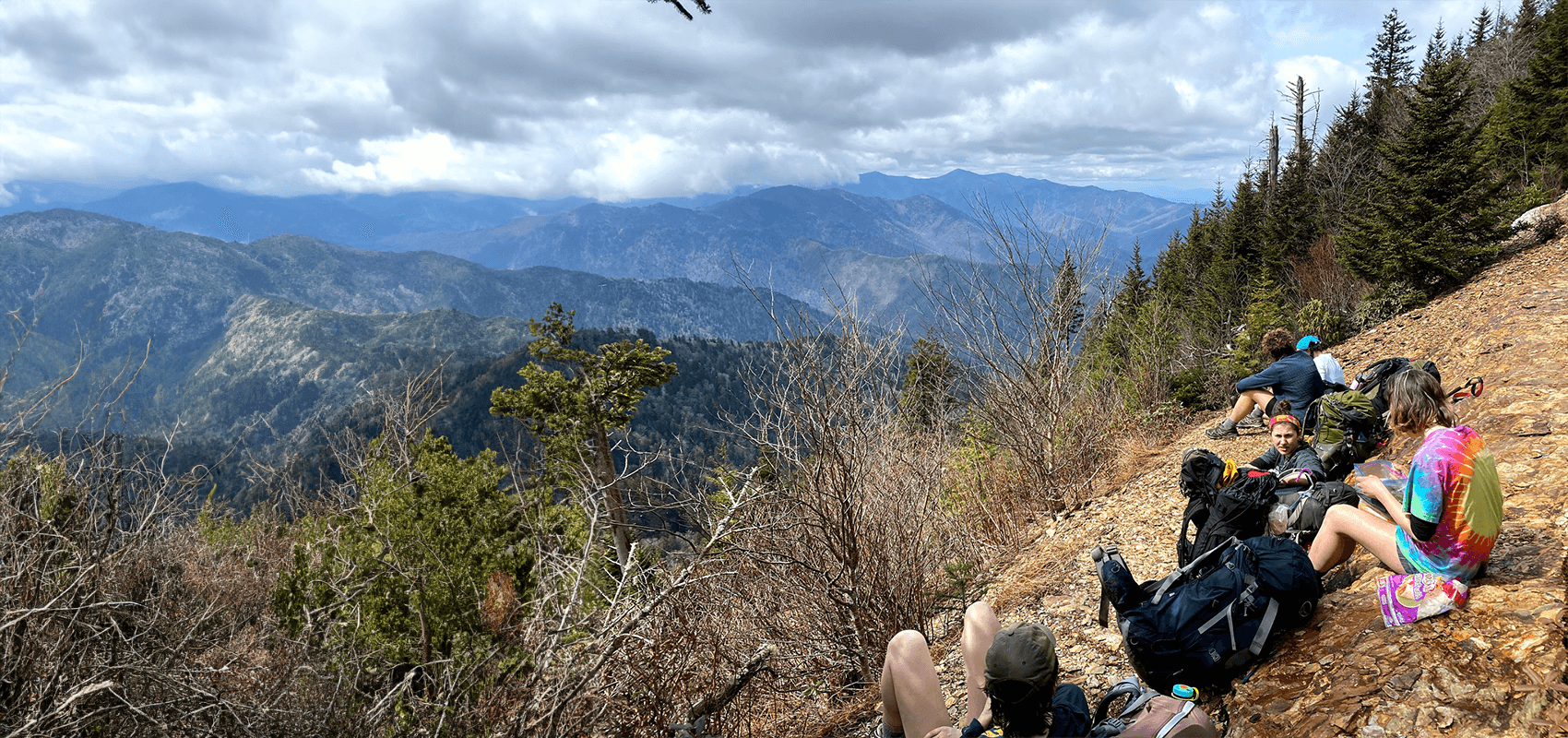 Adventure trek on a mountainside