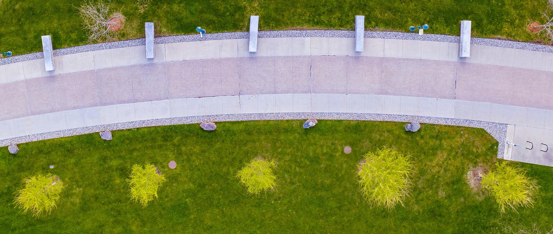 Arial shot of UVM green