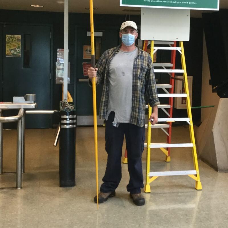 worker with a ladder