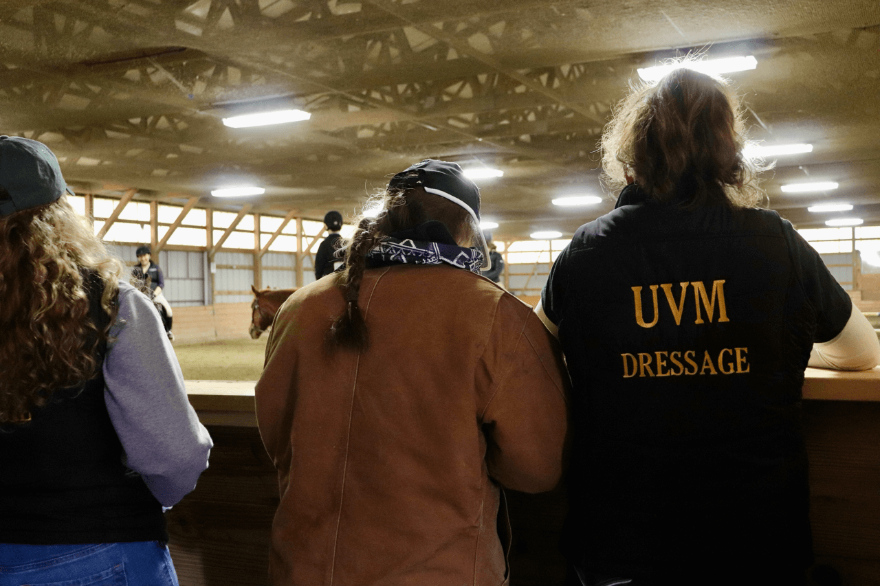 Three students watching Dressage