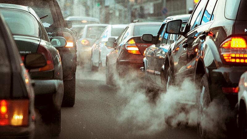 Stopped traffic producing emissions