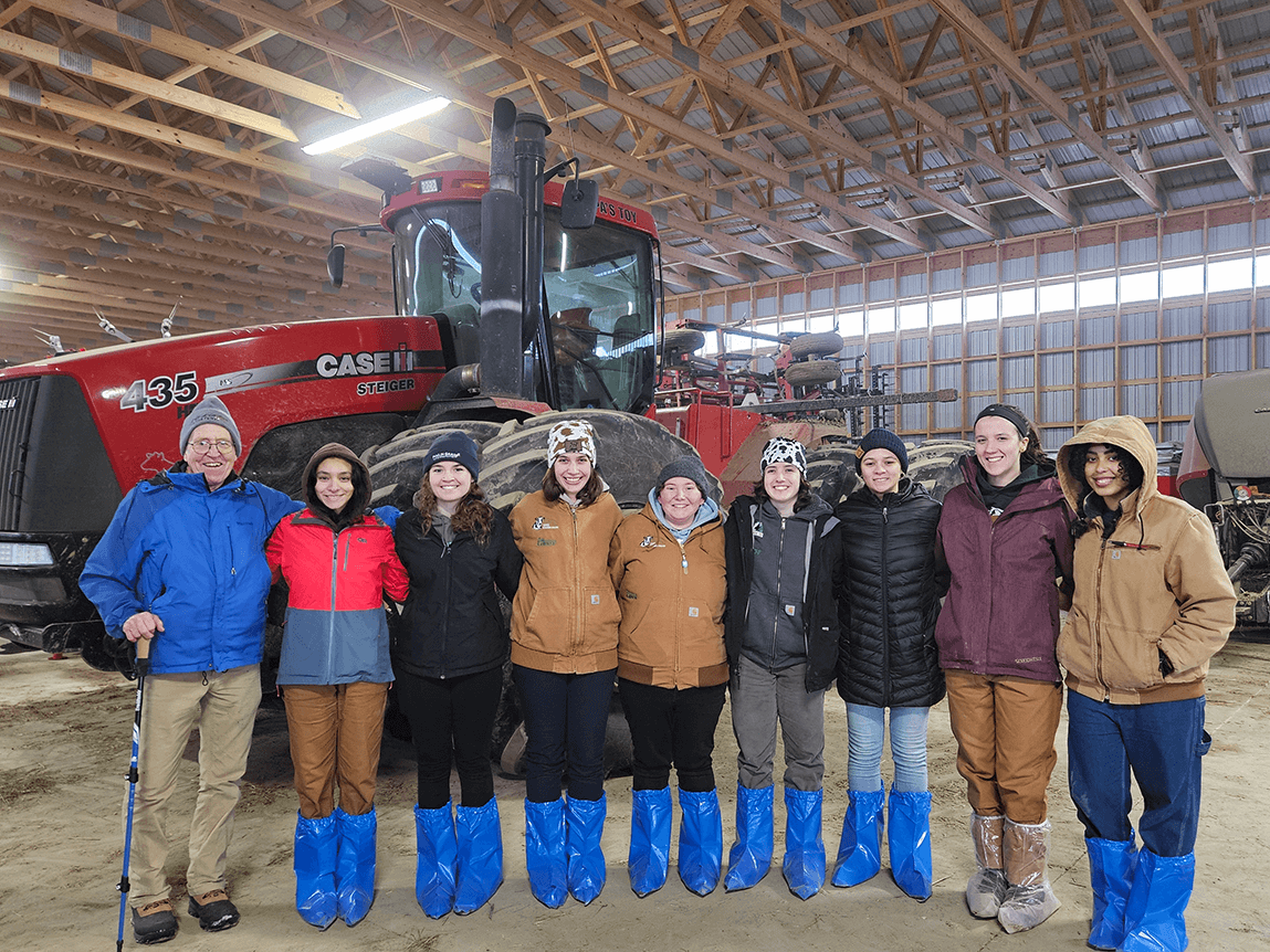 Students on Winter dairy tour