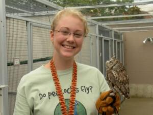 Student with small owl