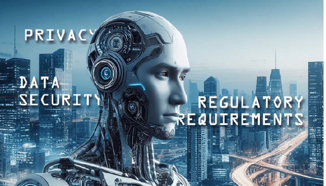 Human looking robot gazing at a city scap.