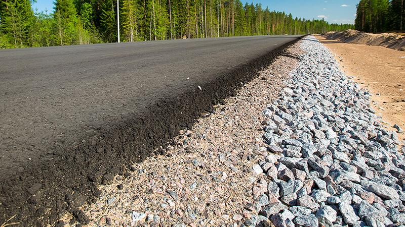 Image depicting aggregate levels in a new road