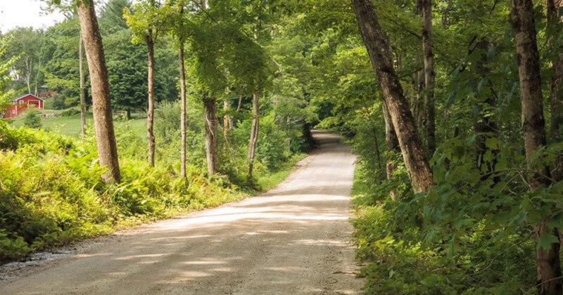 Gravel country road in Vermont