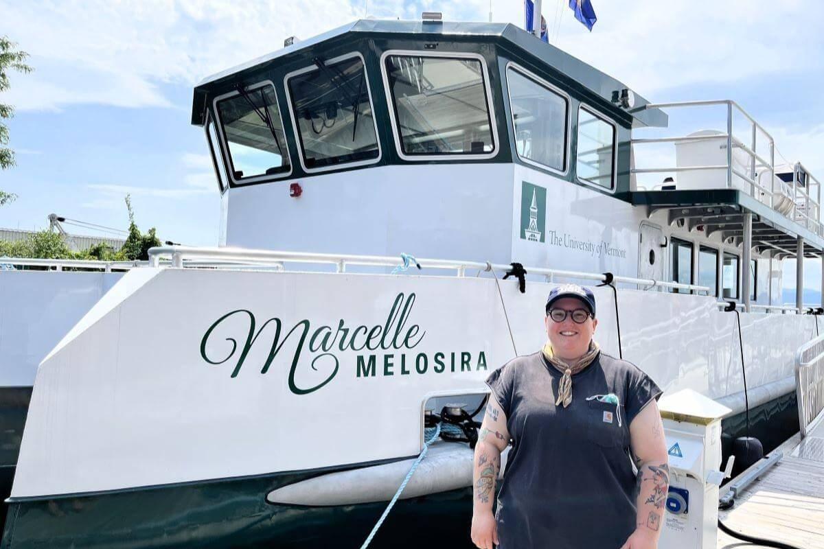 Bo Barile standing in front of the Marcelle Melosira