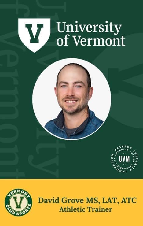 Headshot image of David Grove MS, LAT, ATC, Athletic Trainer at UVM