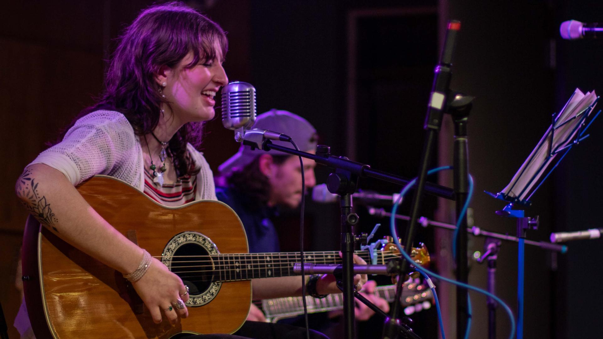 Student musicians Mia Kalish and Aidan Wilson performed in Brennan's during the event.