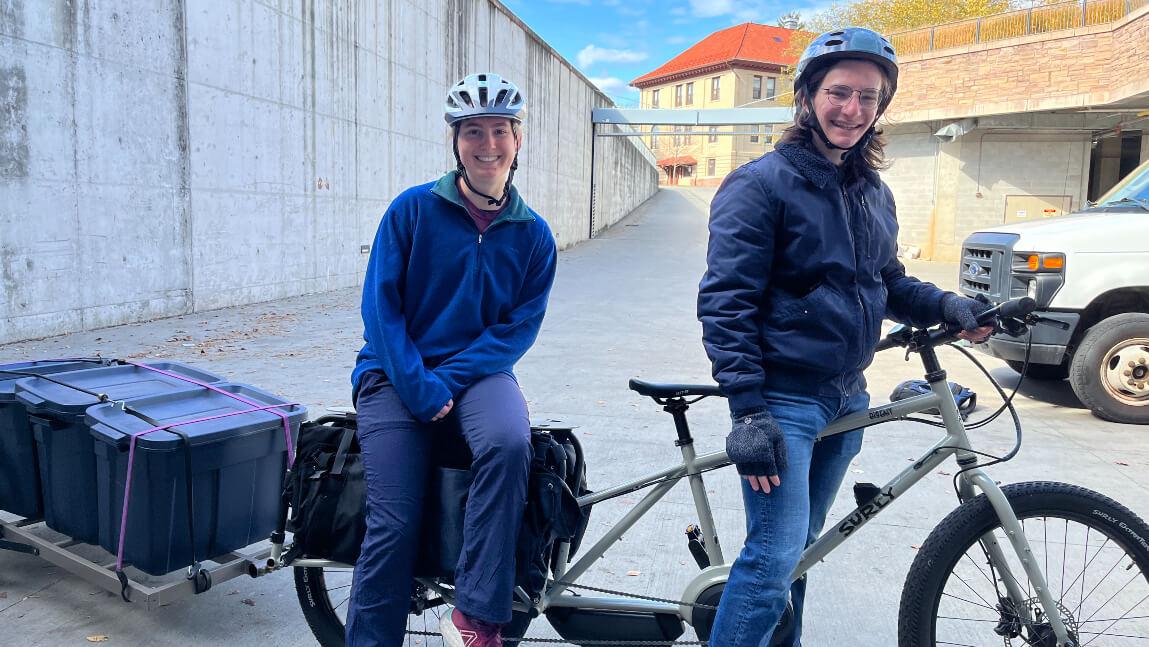 two people on a bike