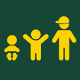 Figures of children from infant to teenager.